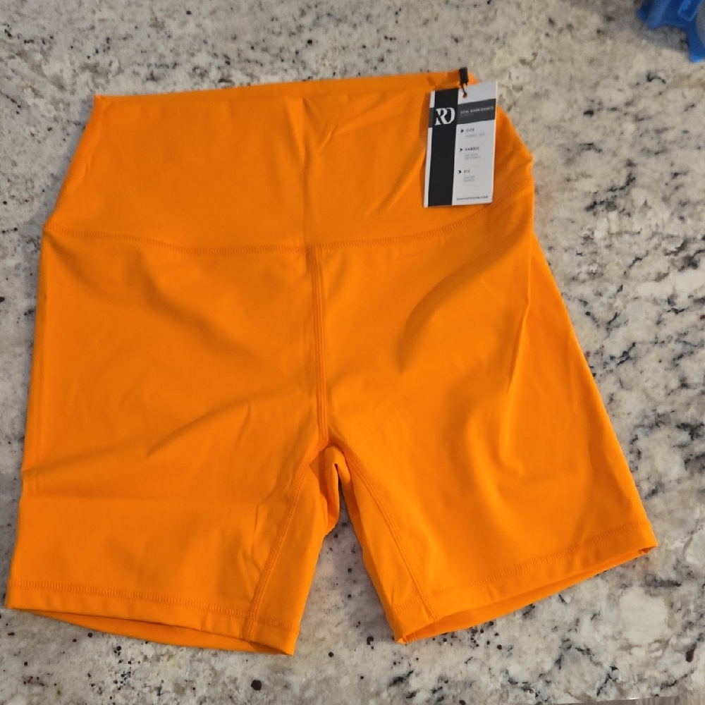 Vibrant Orange High-Waisted Bike Shorts